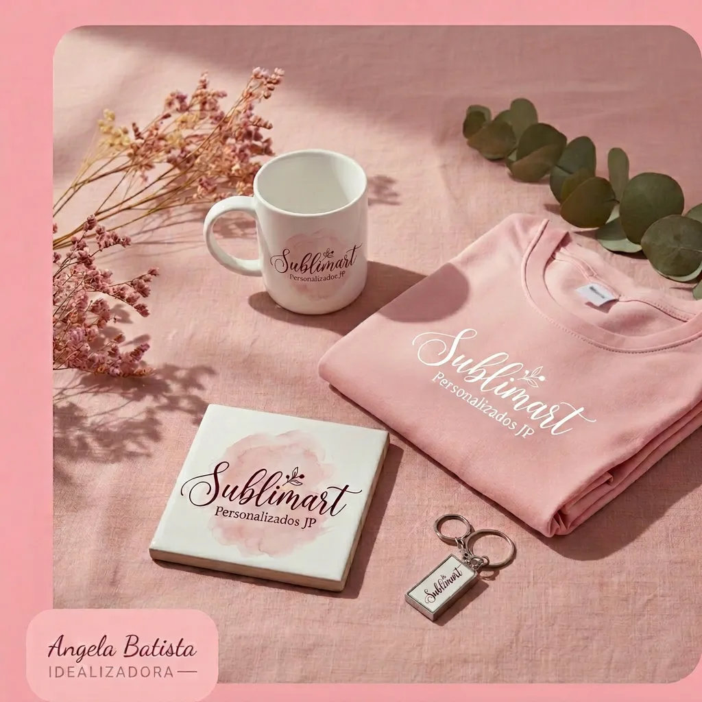 Composição delicada com produtos personalizados Sublimart